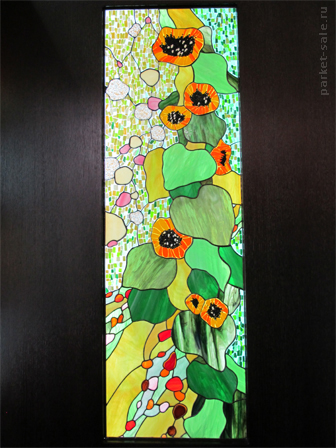 Интерстройэкспо 2012 ленэкспо Стенд студии авторского стекла Витраж на двери "Подсолнухи" спекание, тиффани